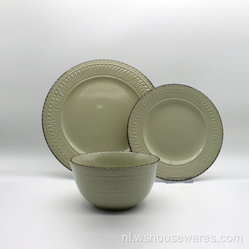 Custom Light Green Luxe Ceramic Servies Sets Stoneware